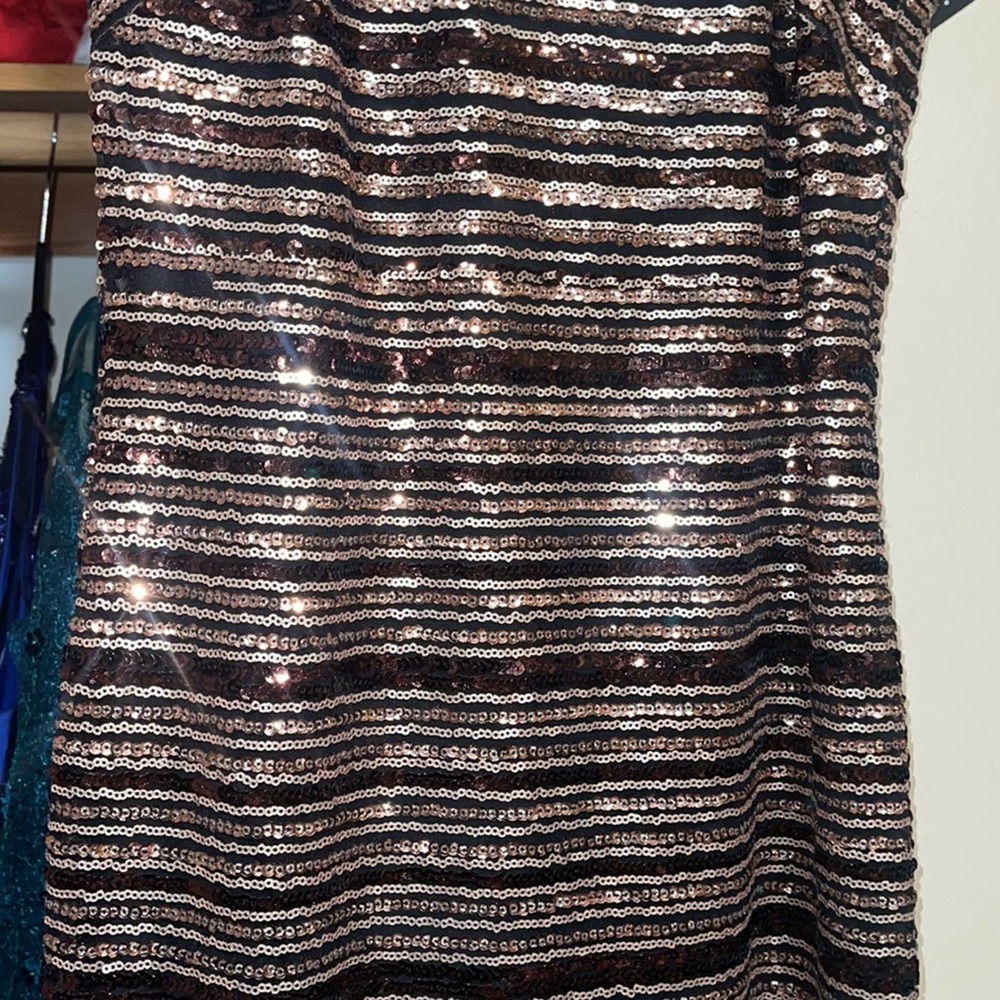 Badgley Mischka Collection Striped Sequin Gown - Picture 4 of 10